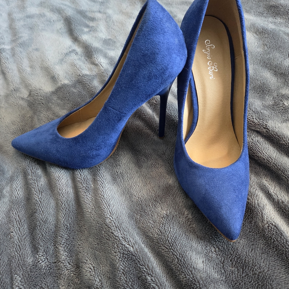 Sergio Bari Royal Blue Suede Heels - Picture 9 of 13